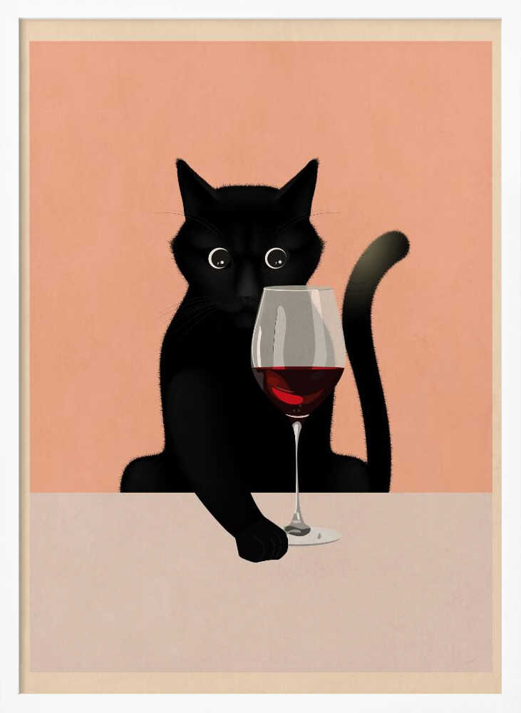Cat &amp; Wine Poster