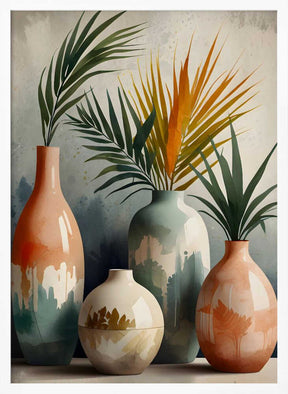 Tropical Vases In Watercolor Hues Poster