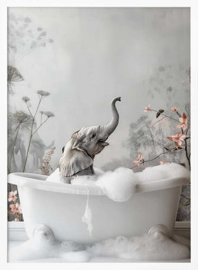 Elephant Bath Bliss Poster