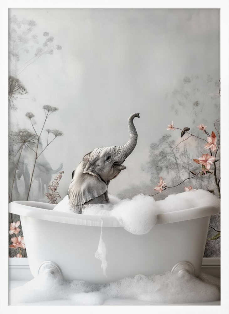 Elephant Bath Bliss Poster