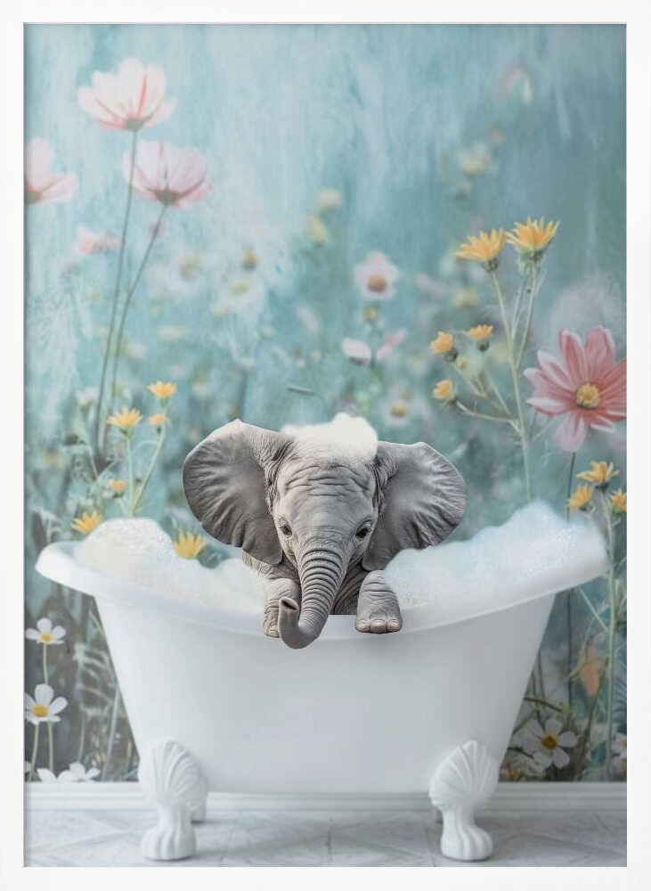 Blue Blossom Bath Poster