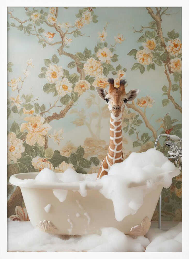 Giraffe Blossom Bath Poster