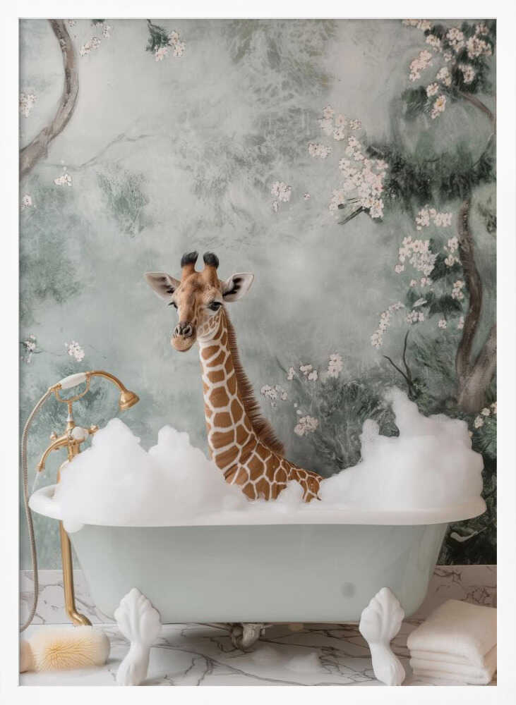 Giraffe Bubble Bliss Poster