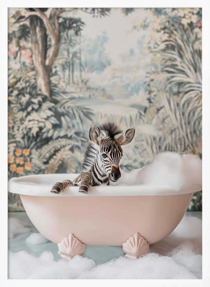 Zebra’s Bath Time Poster
