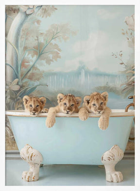 Blue Lagoon Lion Cubs Poster