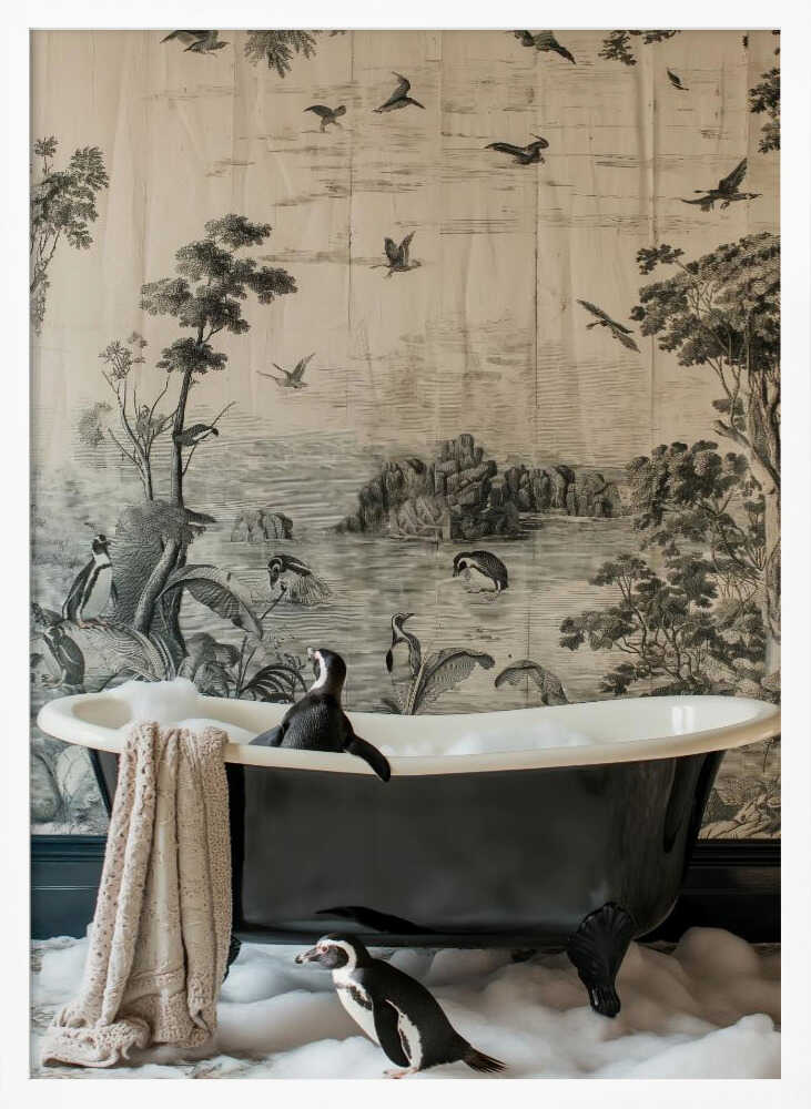 Penguins’ Dreamy Bath Time Poster