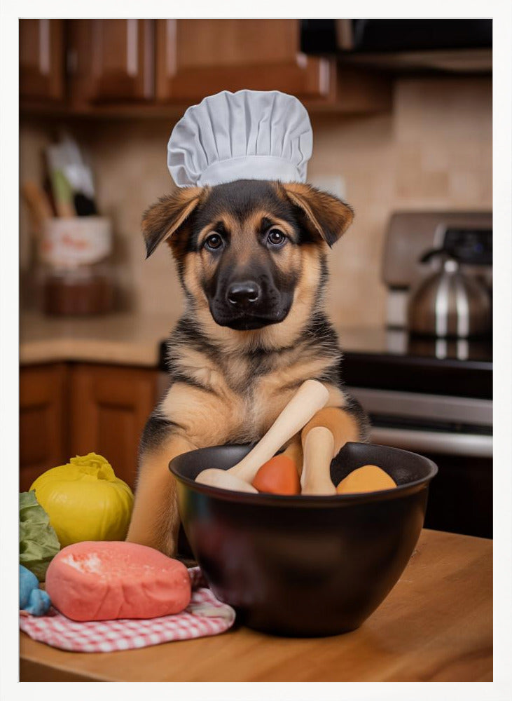 German Shepherd Puppy Chef Poster