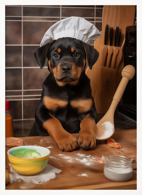 Rottweiler Puppy Chef Poster