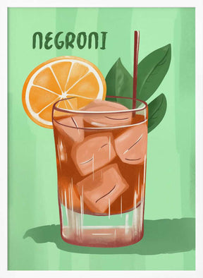 Negroni Cocktail With A V ibrant Orange Slice Poster