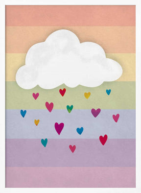 Raining Multicolored Hearts Poster