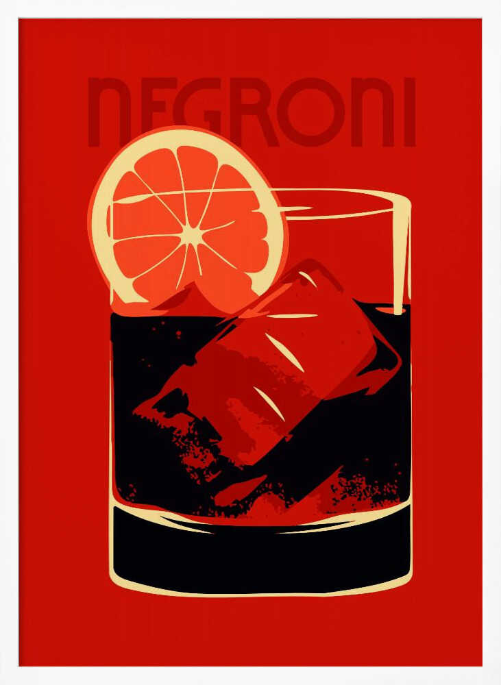 Stylized Negroni Cocktail Poster