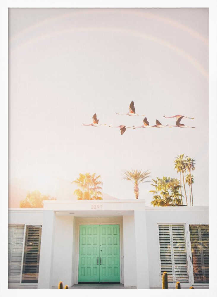 Flamingos In Palm Springs Poster