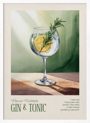 Classic Cocktails - Gin and Tonic Poster
