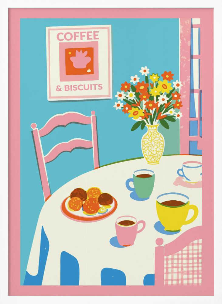 A2 Coffee and Flowers On Table 01.png Poster