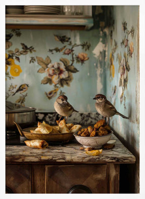 Sparrow Snack Time Poster