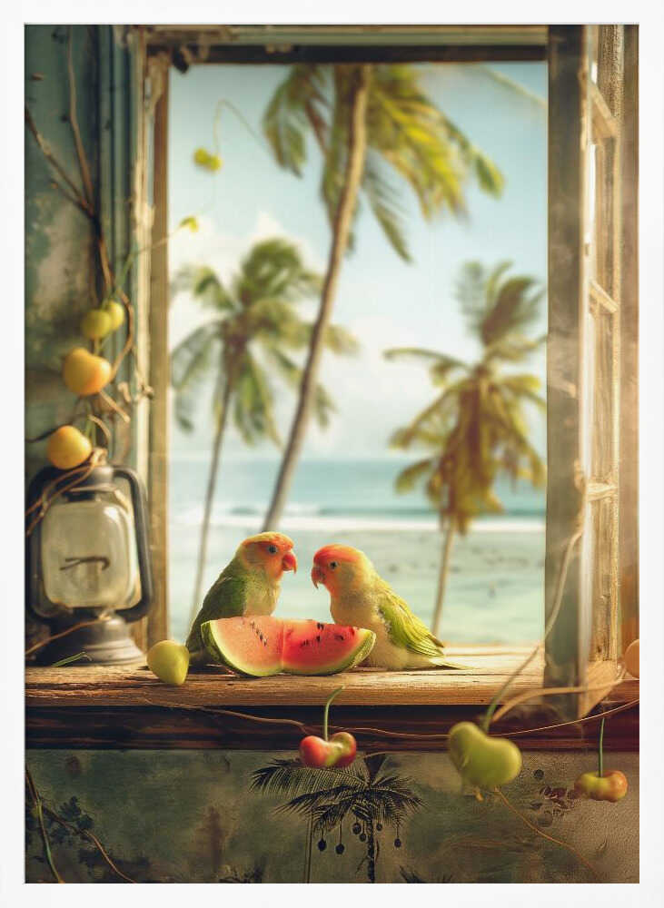 Tropical Lovebirds Poster