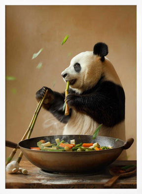 Panda Stir Fry Chef Poster