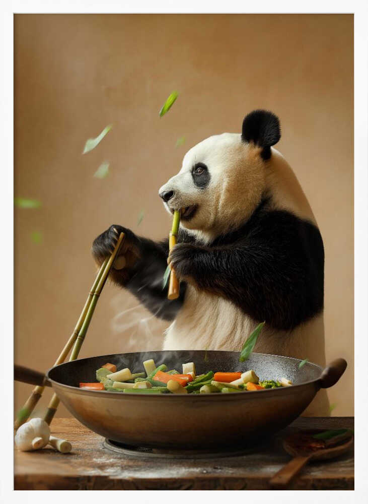 Panda Stir Fry Chef Poster