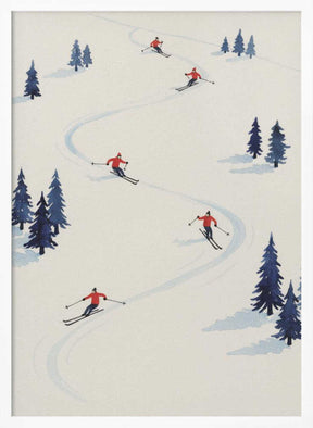 Five Skiers Poster
