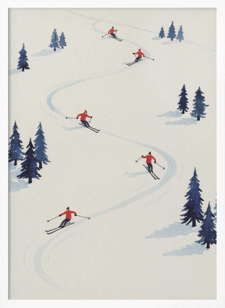 Five Skiers Poster