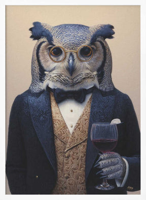 Owl In Midnight Blue Tuxedo Poster