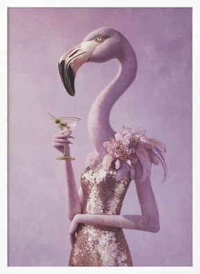 Flamingo In Cocktail Dress Poster