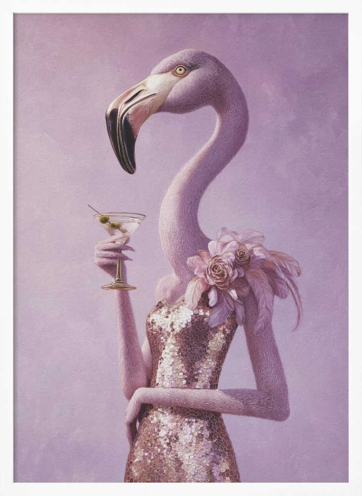 Flamingo In Cocktail Dress Poster
