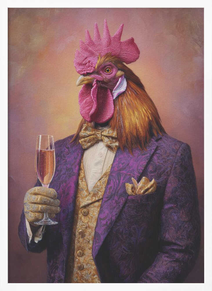 Rooster In a Purple Tuxedo Poster