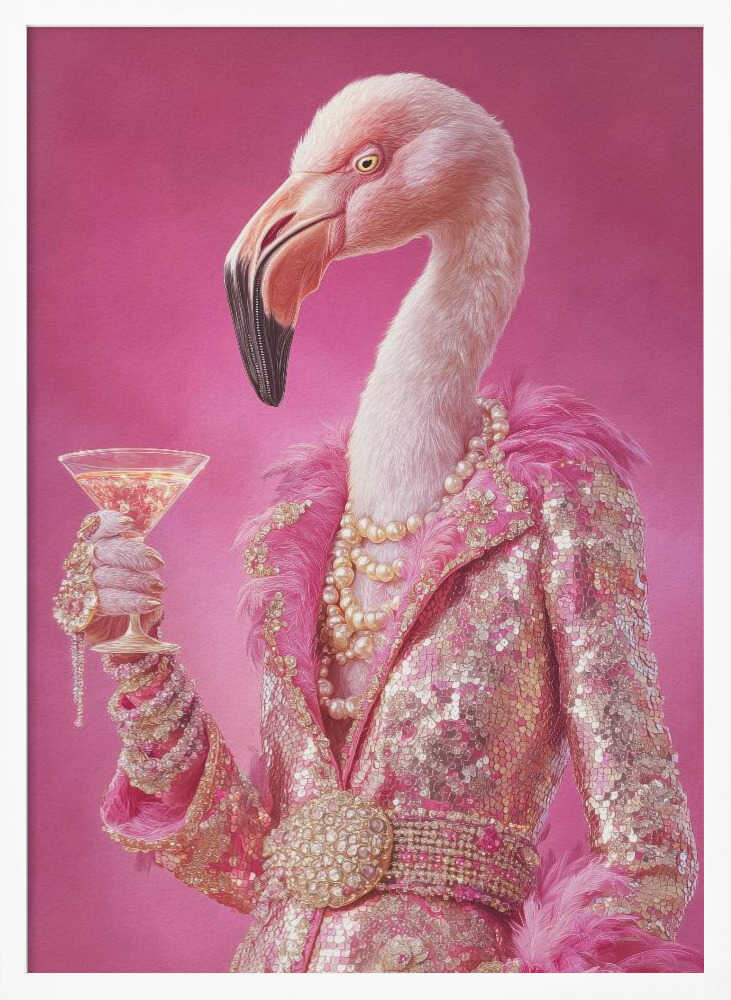 Flamingo In a Disco Jumpsuit Poster