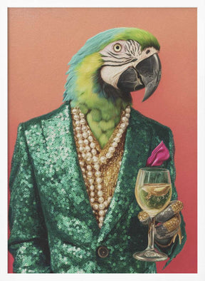 Parrot In Emerald Green Blazer Poster