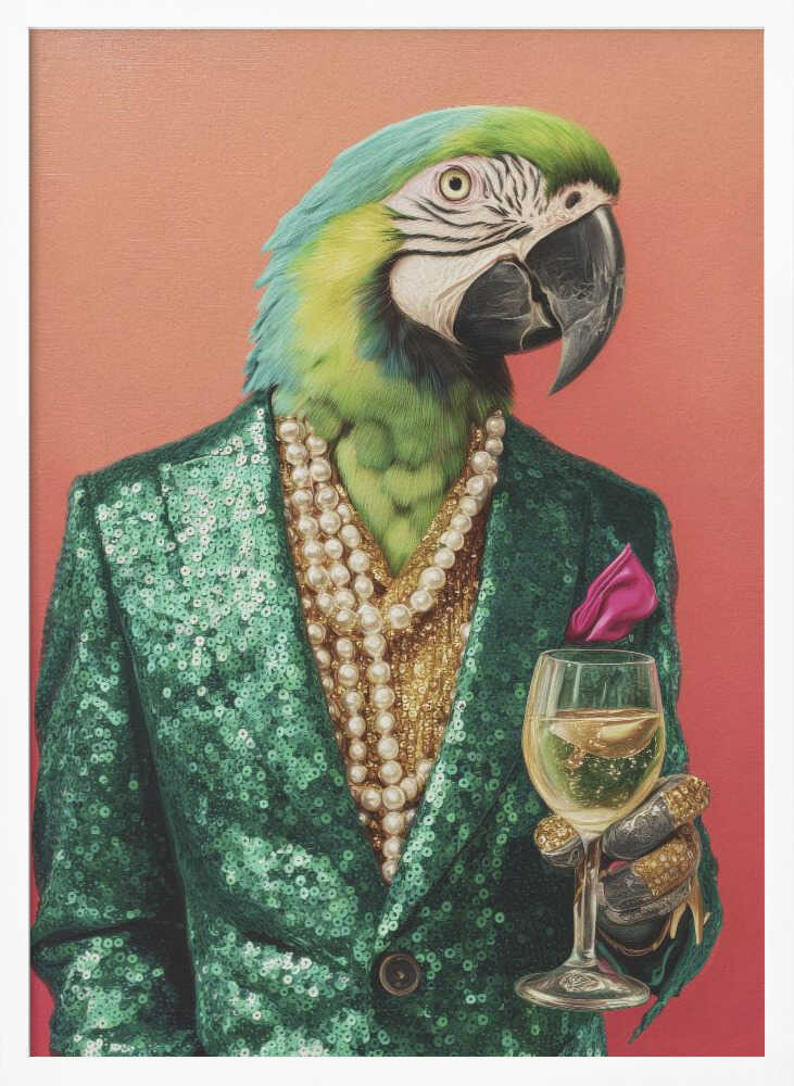 Parrot In Emerald Green Blazer Poster