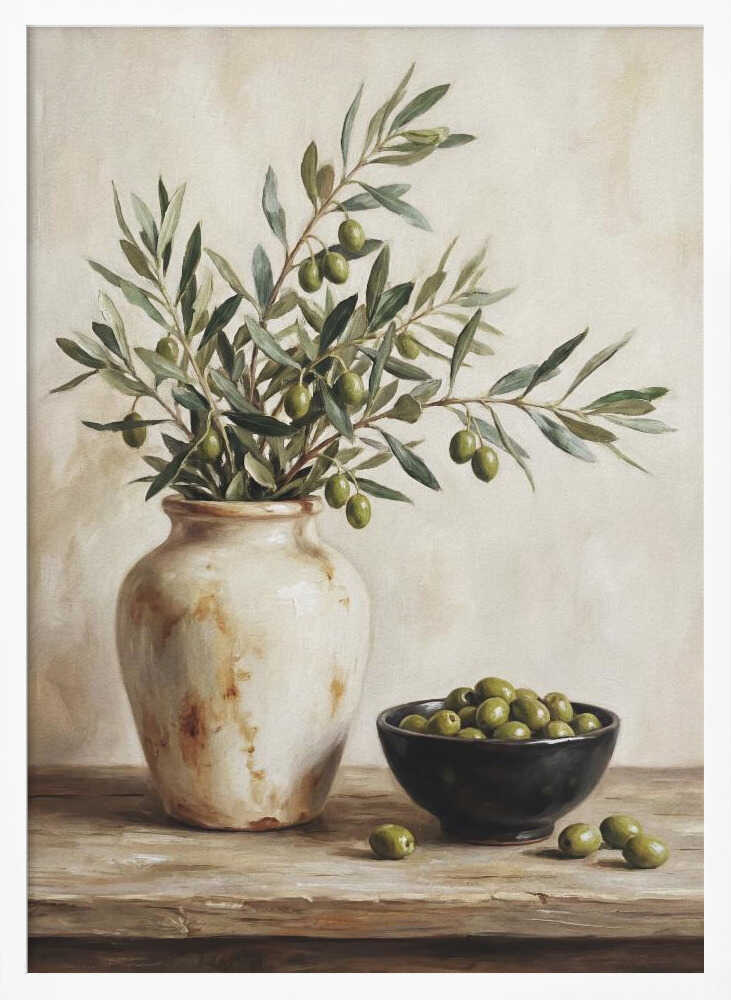 A Ceramic Bowl With Olives Poster