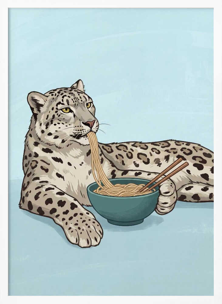 Noodle Snow Leopard Poster