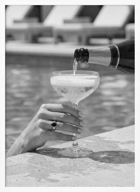 Champagne Poolside Pour Poster