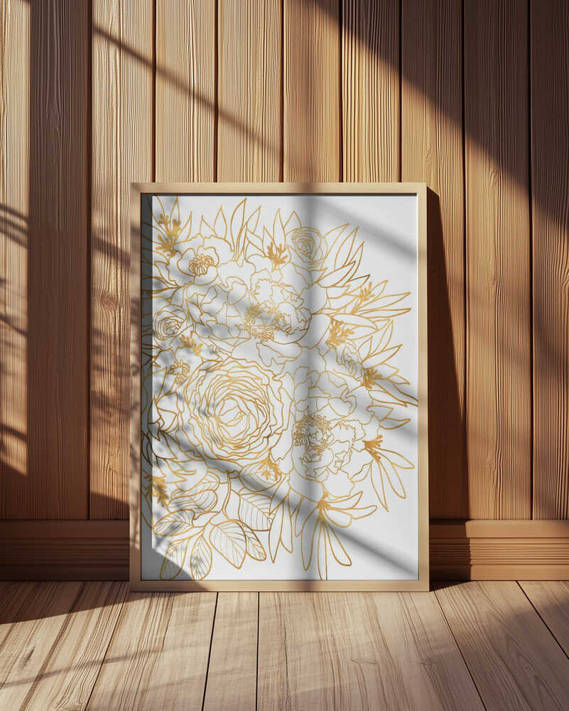 Nanette floral art in gold Poster