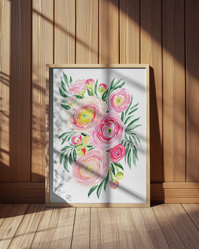Savanna pink ranunculus bouquet Poster
