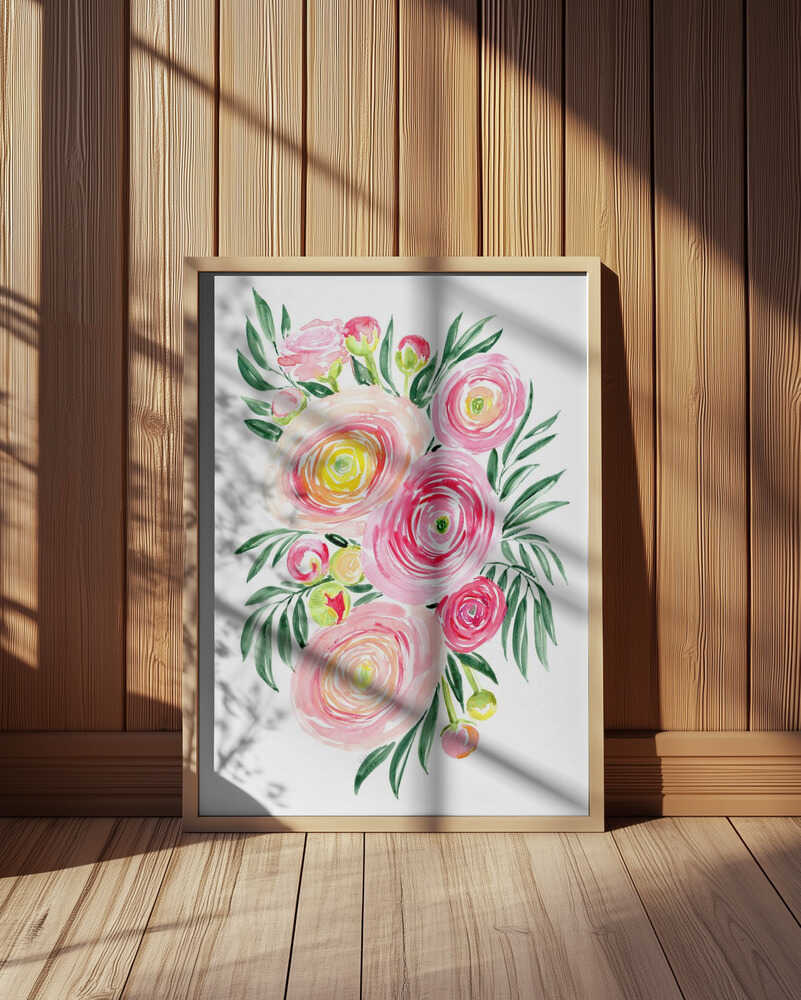 Savanna pink ranunculus bouquet Poster