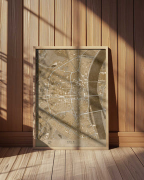 Sepia vintage map of Köln downtown Germany Poster