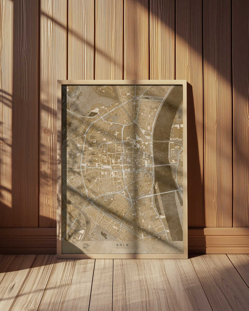 Sepia vintage map of Köln downtown Germany Poster