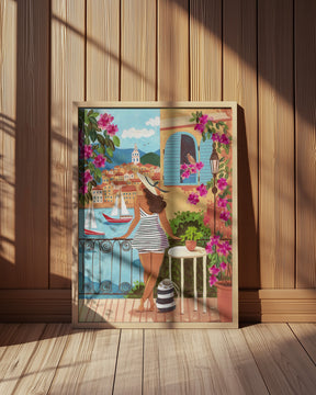 Travel poster woman in Saint-Tropez, France Poster