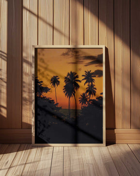 Squiggly Palm Sunset Poster