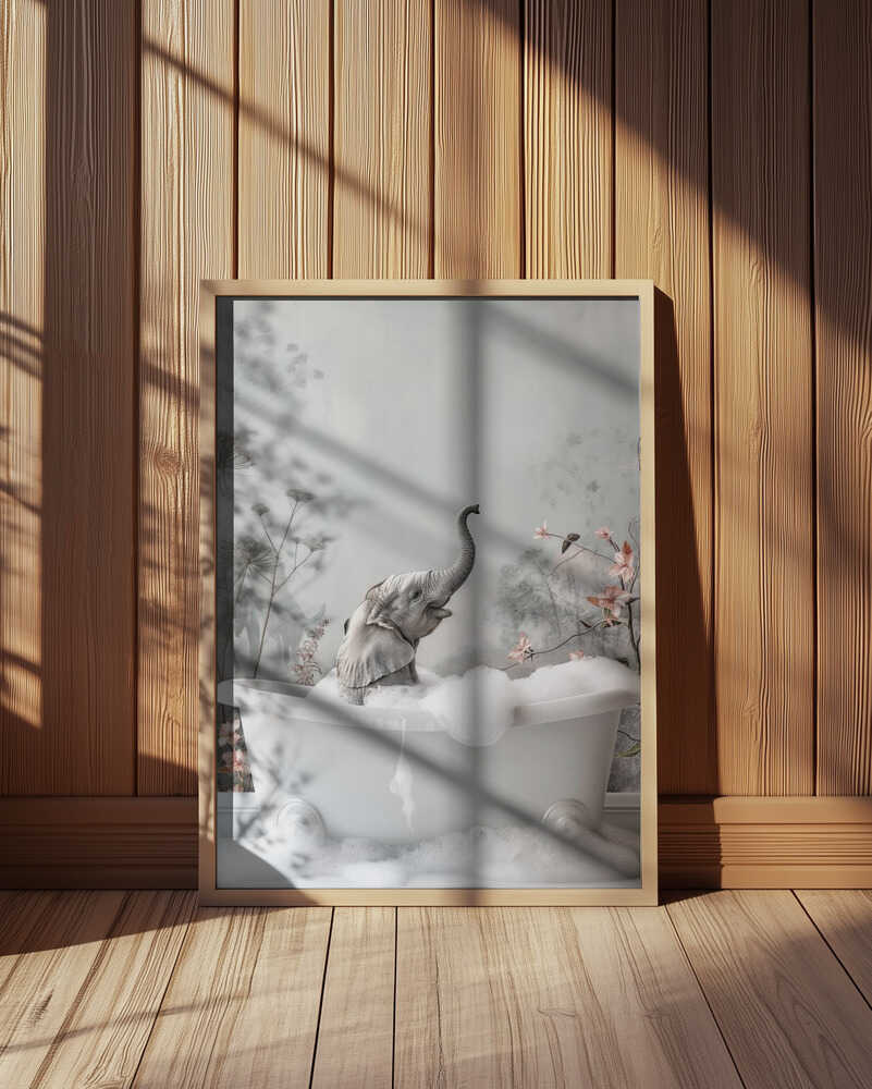 Elephant Bath Bliss Poster