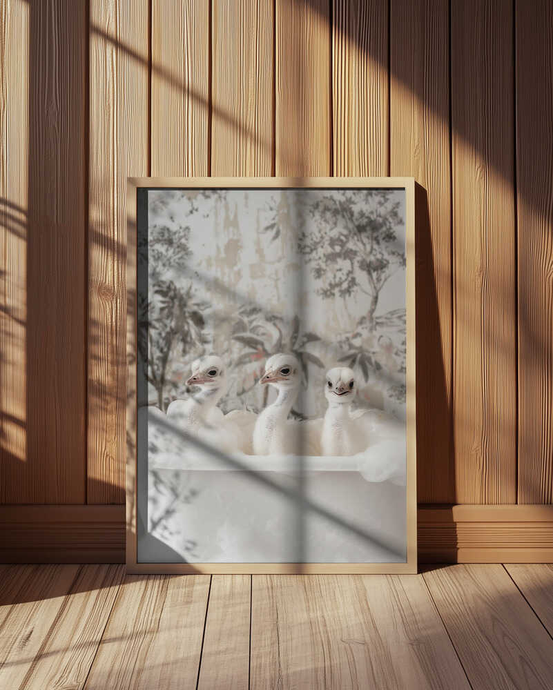 Ostrich Bath Time Delight Poster