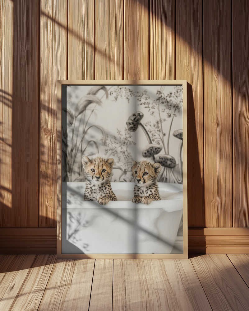 Cheetah Cub Bath Poster