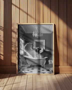 Joyful Elephant Bath Time Poster