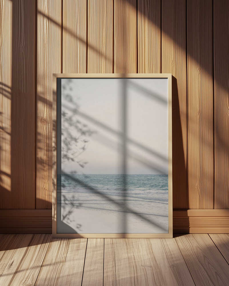 Warm Serene Beach Landscape Clear Sky Poster