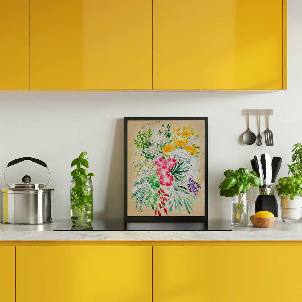 Medicinal herbs in vintage sepia Poster