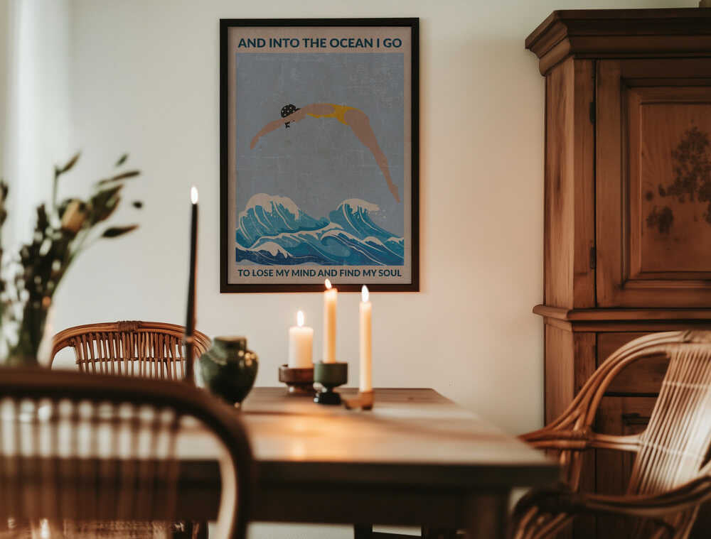 Into the Ocean (blue) Standard Wall Art Poster
