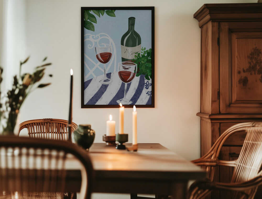 Red wine under the tree Poster