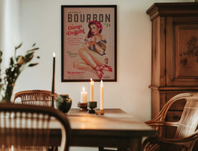 Bourbon Babes Vol 22 Vintage Pinup Girl Drinking A Cocktail Poster
